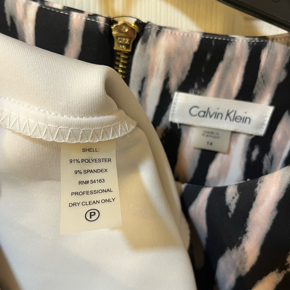 Calvin Klein Black and White Animal-Print Sheath Dress - Picture 4 of 6